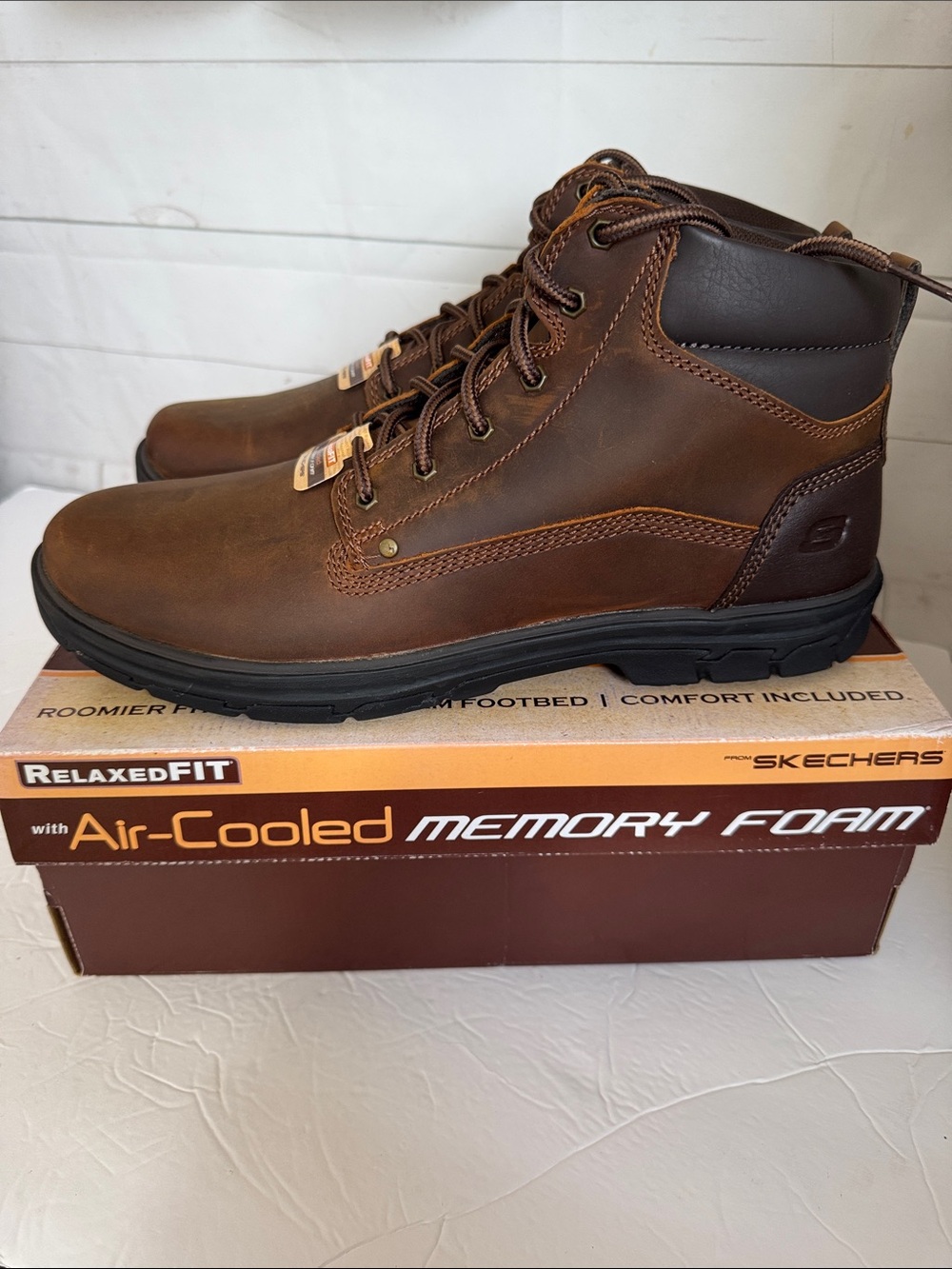 Skechers Men’s Size 14 Brown Relaxed Fit Memory Foam Work Boots Segment Garnet - Picture 3 of 8